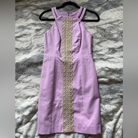 NWT Lilly Pulitzer Pearl Stretch Shift Dress. Size 0 In lilac freesia - Picture 3 of 4